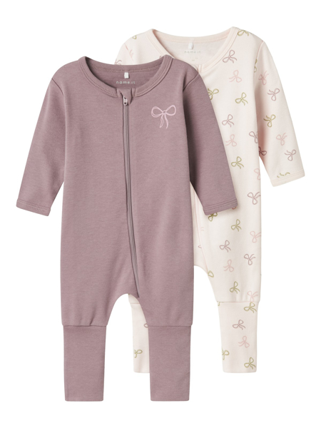 Name It Nightsuit 2p Zip Pink Bow Noos