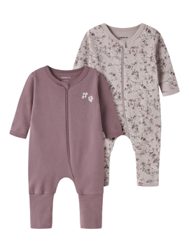 Name It Nightsuit 2p Zip Violetflower Noos